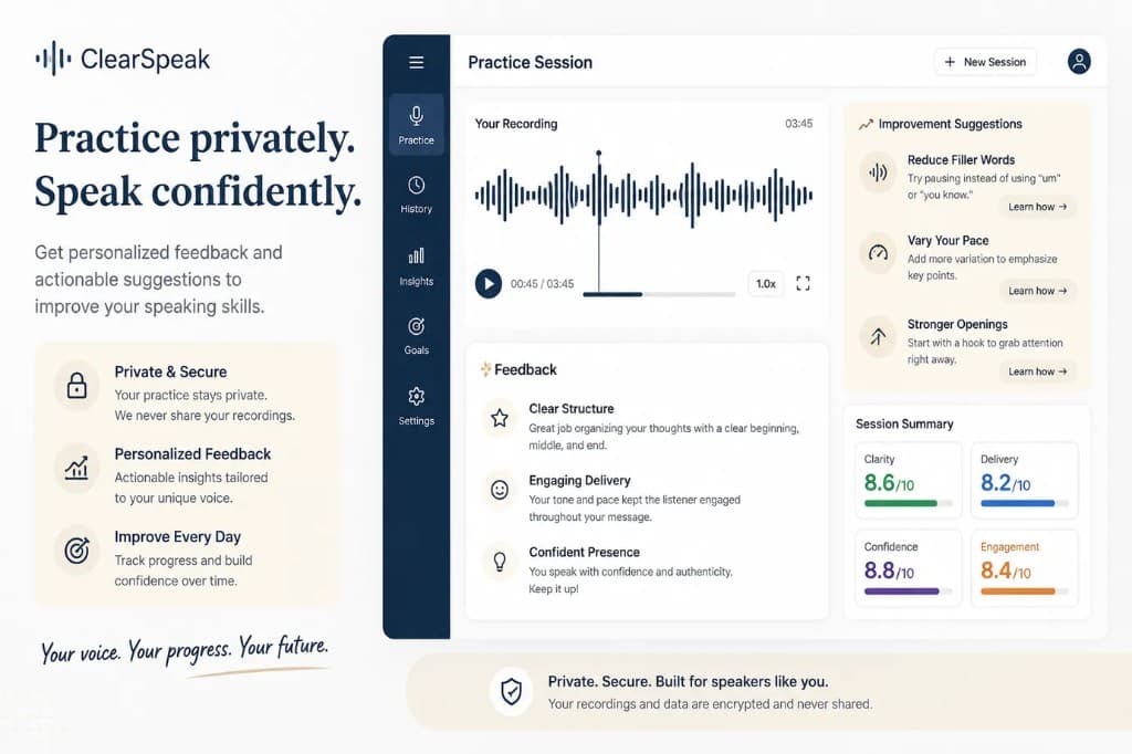 AI feedback for public speaking practice and confidence